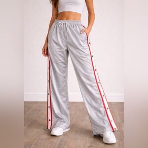 Nike Vintage Y2K Snap Track Pants silver Red Side Snap Breakaway Medium